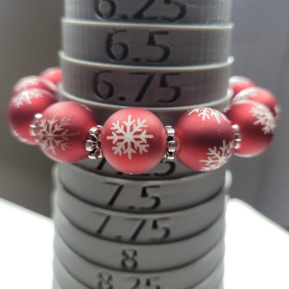NWT Exclusive Flocked Christmas Stretch Bracelet Amazing Holiday Red - 7 Inches - Picture 2 of 4